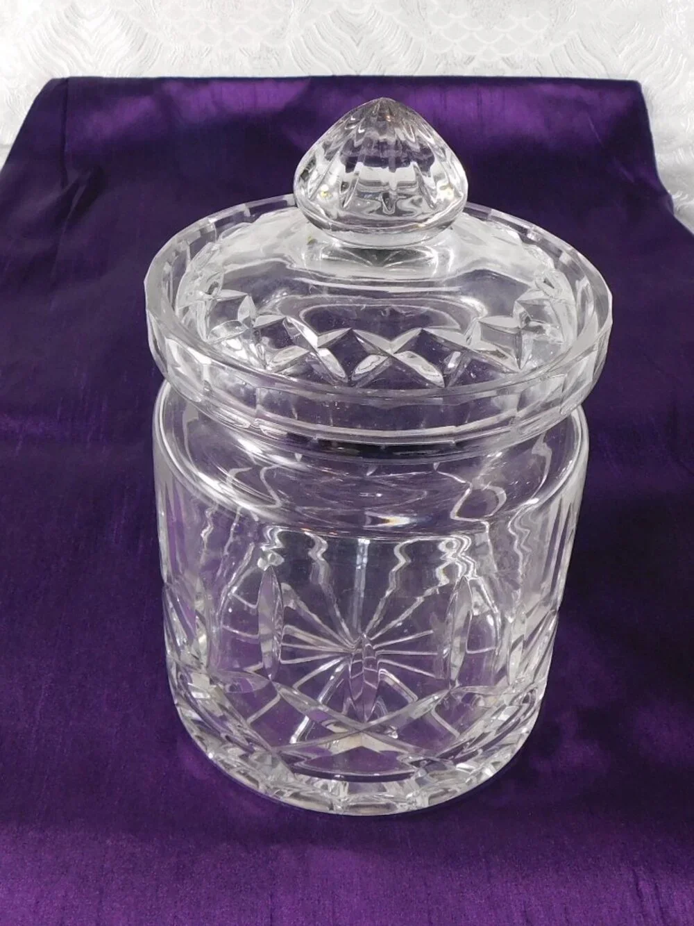 Clear Cut Crystal Biscuit Barrel with Lid # 27672
